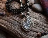 Ovaler Ganesha an Achat Perlenkette